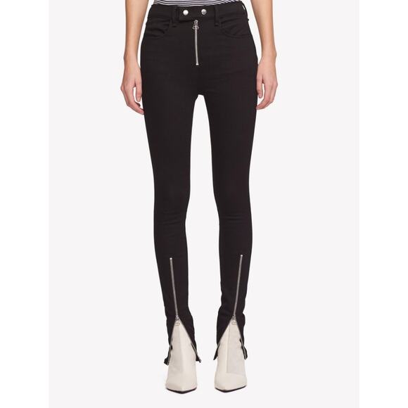 rag & bone Isabel Skinny Jeans High Rise Moto-Inspired Zippers in Black Size 27 - Picture 1 of 8